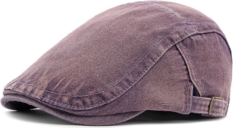 PTDTSHOU Newsboy Cap for Men Adjustable Flat Ivy Gatsby Cabbie Driving Hat Breathable Denim Cotton Golf Cap - Image 1